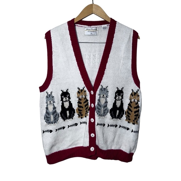 Vintage Marisa Christina Vneck Knit Button Front Vest Size Large - Picture 1 of 9